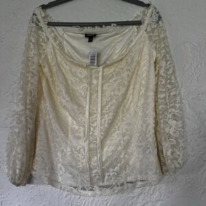 torrid Cream Lace Peasant Blouse
